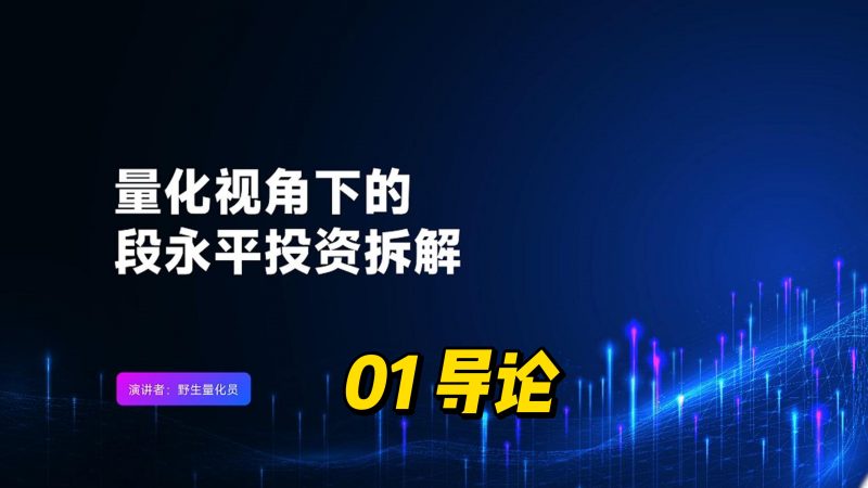 量化视角下的价值投资 - 01 - 系列简介-野生量化员