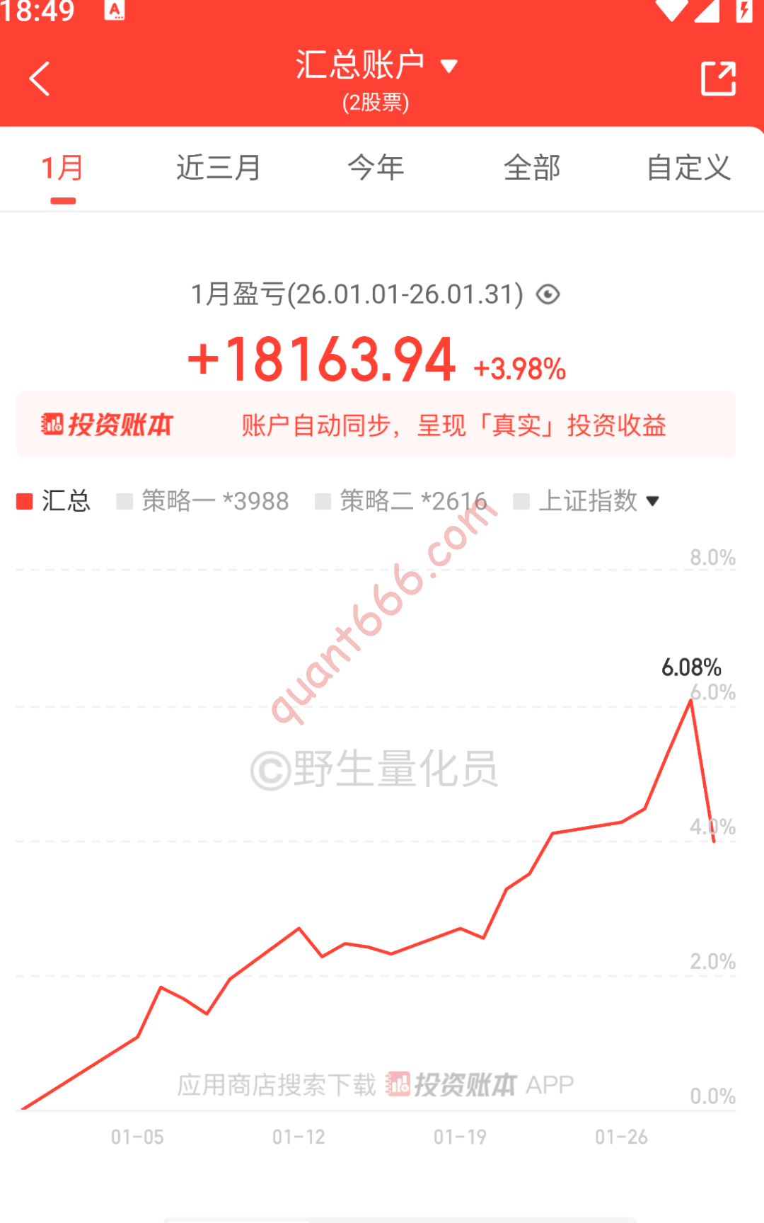 26年1月复盘 – 收益18163.94元-野生量化员